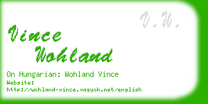 vince wohland business card